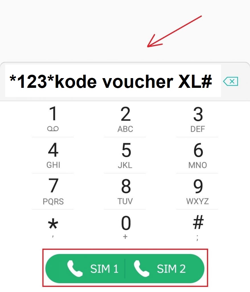 Ketik kode USSD diikuti dengan kode voucher: *123*kode voucher XL#