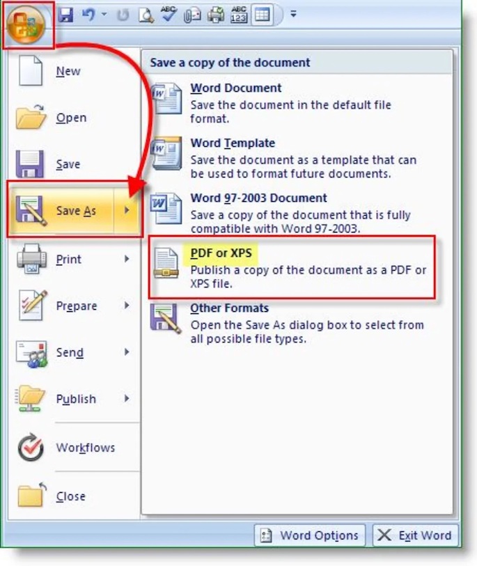 Menggunakan Add-in Microsoft Save as PDF or XPS