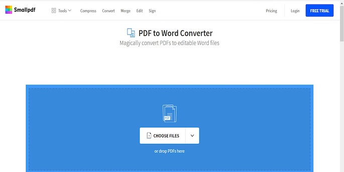 Tekan tombol Pilih File dan cari file PDF yang ingin diconvertTunggu sampai prosesnya selesai dan jika sudah, klik ikon Unduh File yang biasanya berbentuk panah
